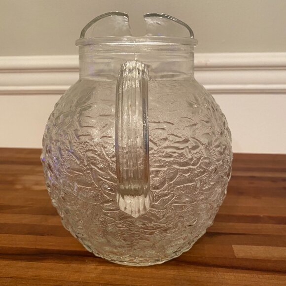 Lemonade Water Beverage Pitcher Clear Textured Glass Anchor Hocking Libo Milano - Picture 4 of 9